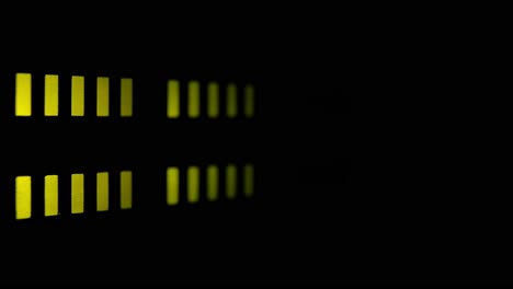 Elegant-LED-VU-meter,-measuring-decibels,-transitioning-bars-from-yellow-to-red