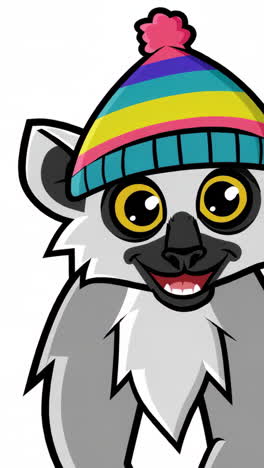 funny lemur in a winter hat