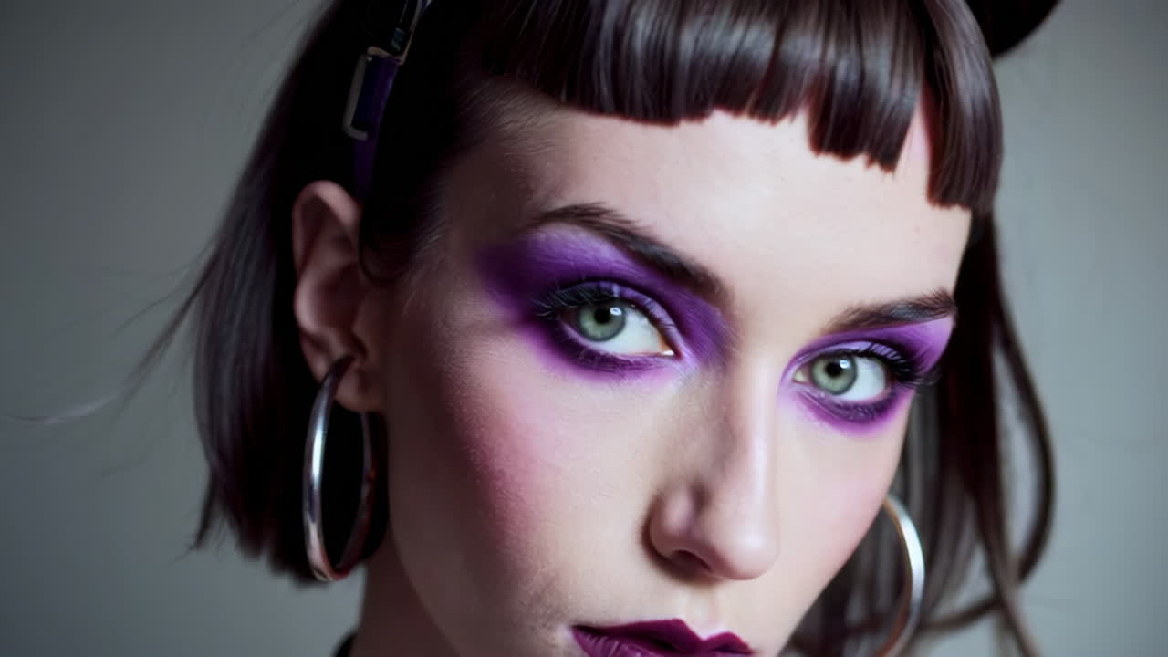 Purple Makeup, Fashion Portrait of Woman
