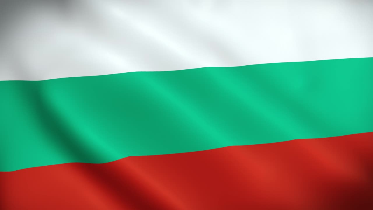 4K Animiertes Nationalsymbol Bulgariens, wehende Bulgarien-Flagge, animierte Nationalflagge Bulgariens