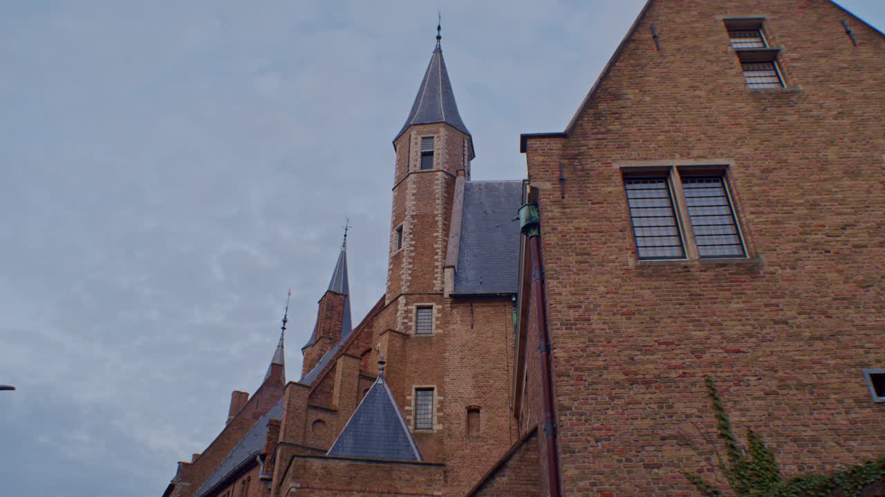 Traditional European Dutch style castle keep fortress architecture building in Netherlands with authentic art design and cinematic sightseeing