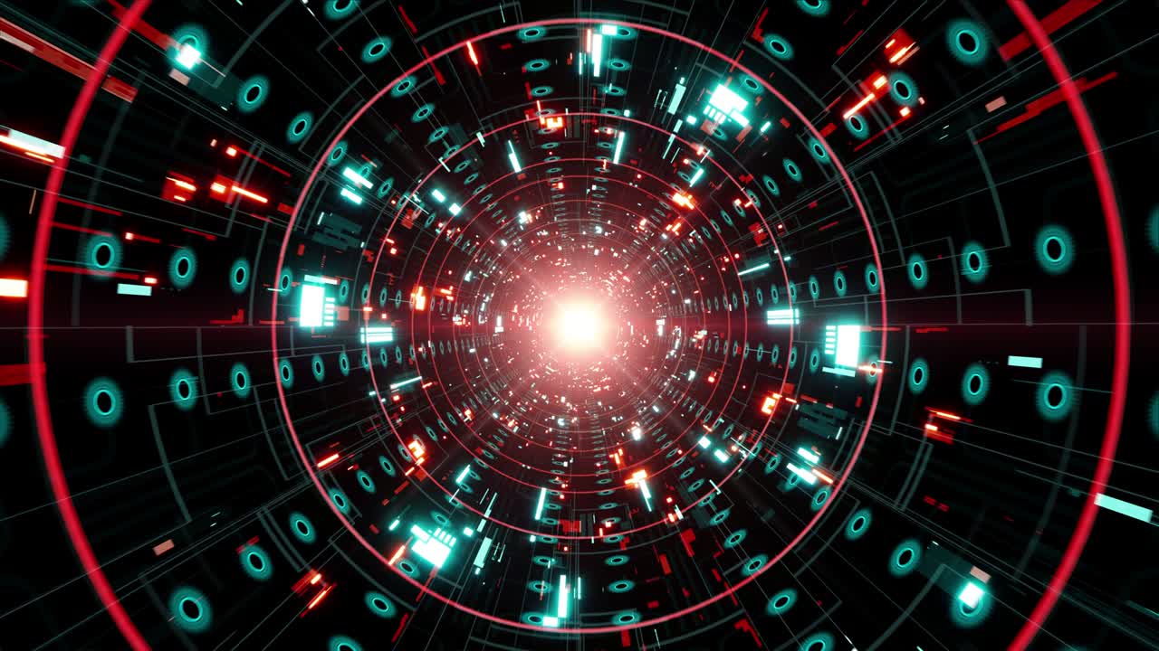circuito de tecnología cibernética brillante túnel vj