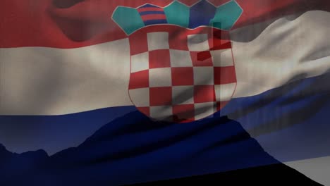 animation of christian cross and flag of croatia