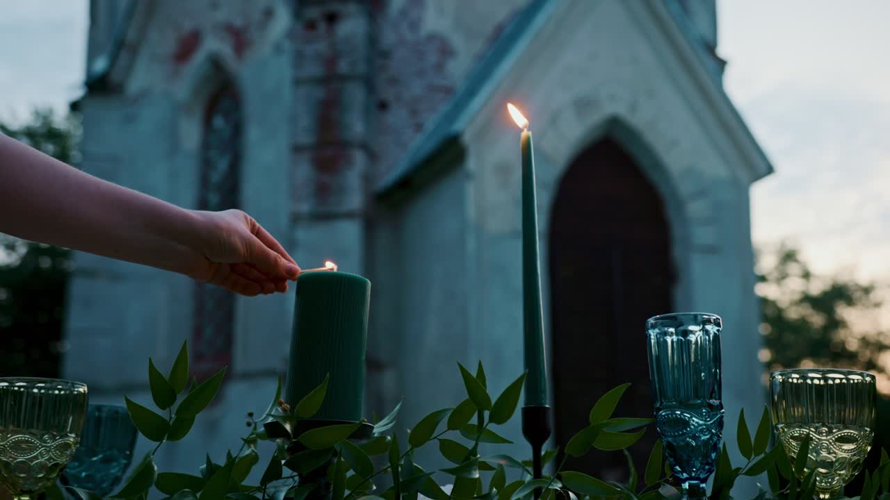 Candle lighting ceremony at a chapel