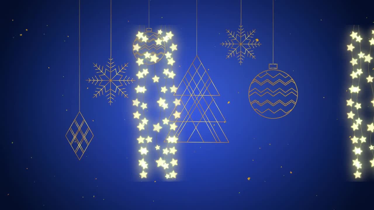 animación de la decoración navideña sobre fondo azul