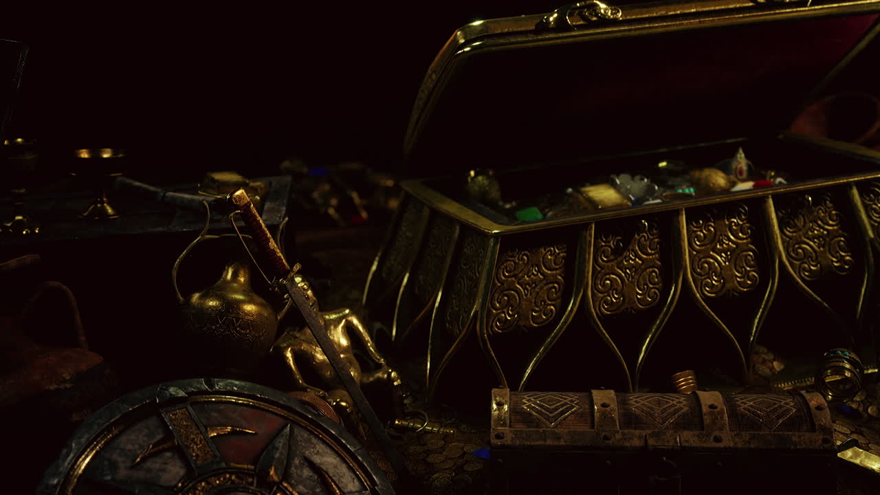 어 ⁇  속에서 보석과 금 동전을