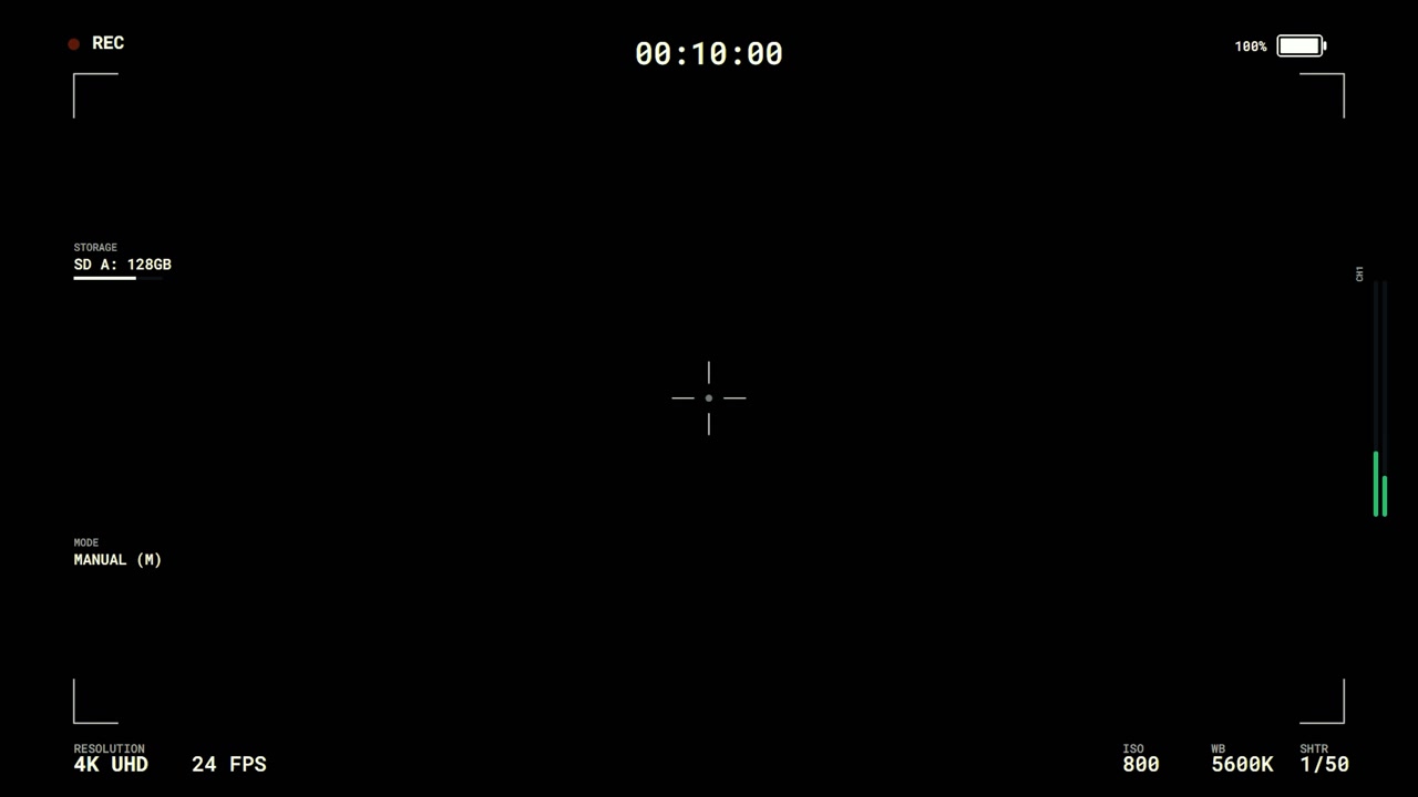 Digital Camera Recording Interface Overlay with Black Background