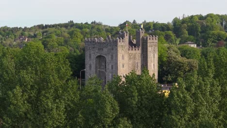 aerial view of bunratty castle, tower house in bunratty village, county clare, ireland.