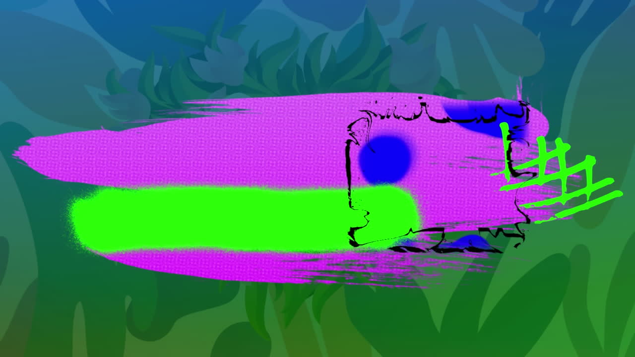 animación de formas abstractas coloridas sobre un fondo verde