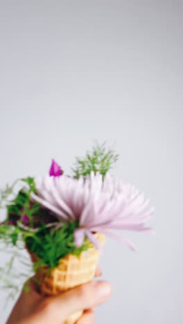 flowers in an ice cream cone