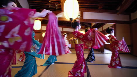 geishas in traditional japanese setting