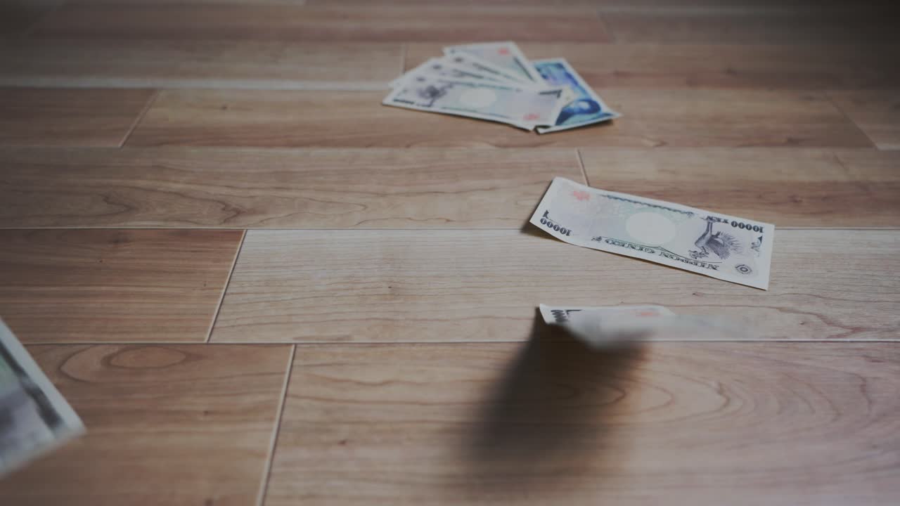 일본 통화의 일부 지폐 샷