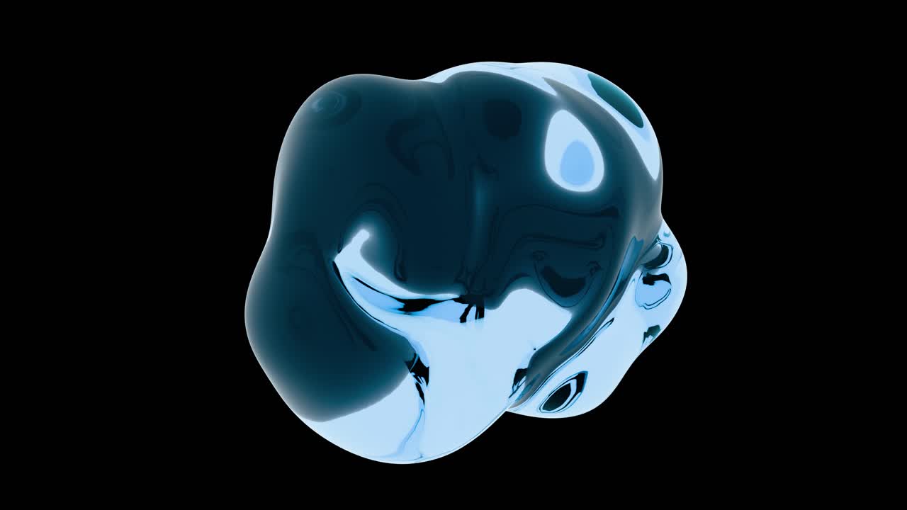 Abstract Blue Liquid Blob Morphing on Black Background