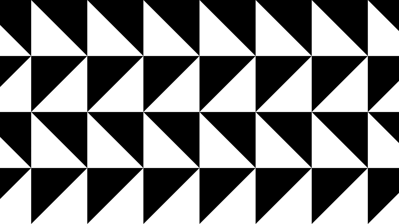Enkle geometriske former bruges til at skabe bevægelse i denne mosaik. Der er en baggrund med en sømløs loop-bevægelsesgrafik i et fladt design. Geometrisk design i sort og hvid