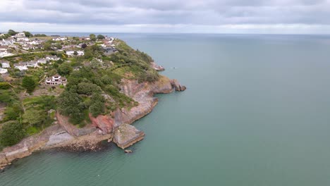 aerial view of ocean coast of torquay town in devon, england