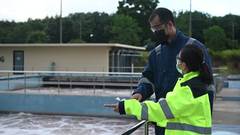 environmental engineers work at wastewater treatment plants