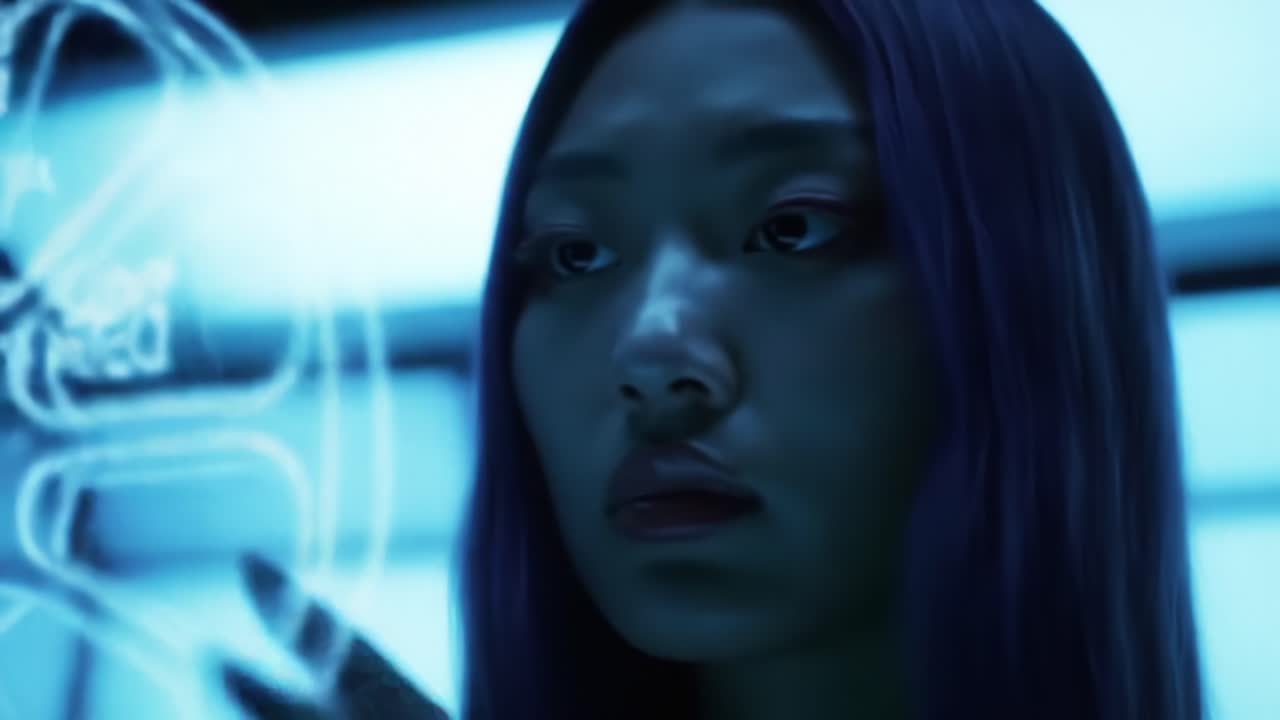 A Woman Analyzing Digital Data in a Futuristic Environment Surrounded by Cans, Capturing the Intersection of Technology and Modern Life in a Thought-Provoking Scene