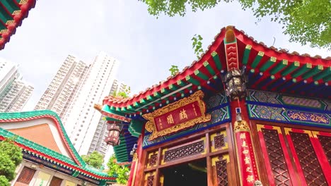 vibrant temple architecture with urban backdrop