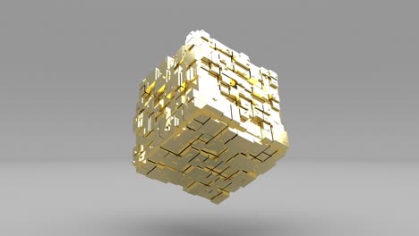 3d cubo de oro girar plantilla de negocios modernos capaz de bucle sin costuras infinito 4k