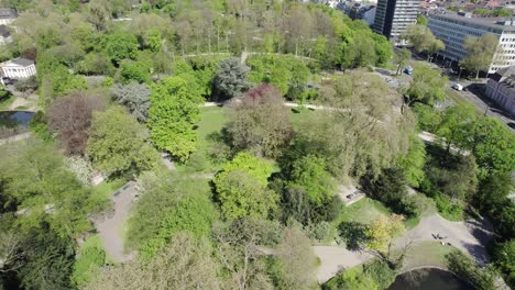 vista aérea de hofgarten, parque verde en el centro de la ciudad de dusseldorf