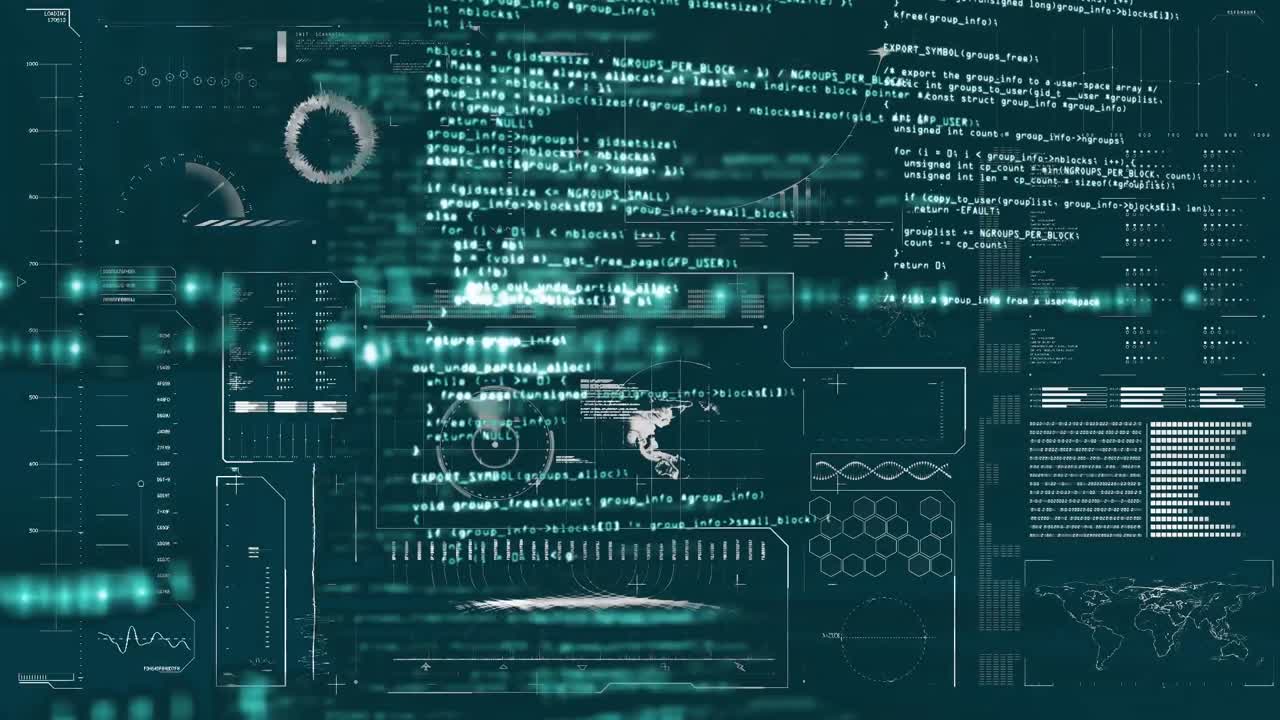 animacja przetwarzania danych na szarym tle