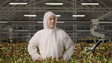 worker in a modern vertical farm