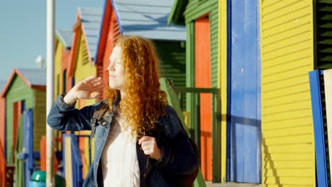 Woman-standing-in-the-beach-4k