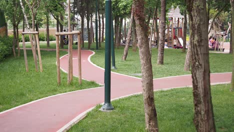 park with walking path and playground