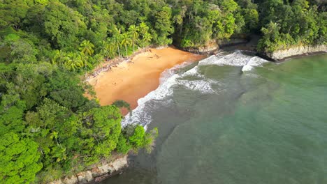 aerial of golden beach in the pacific coast of colombia