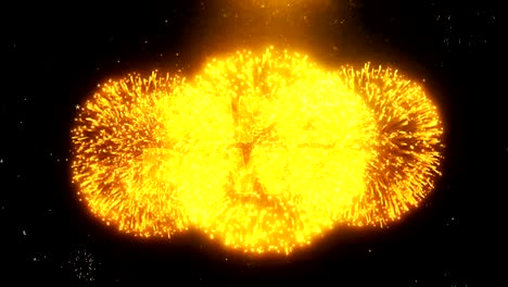 super power text on firework display explosion particles.