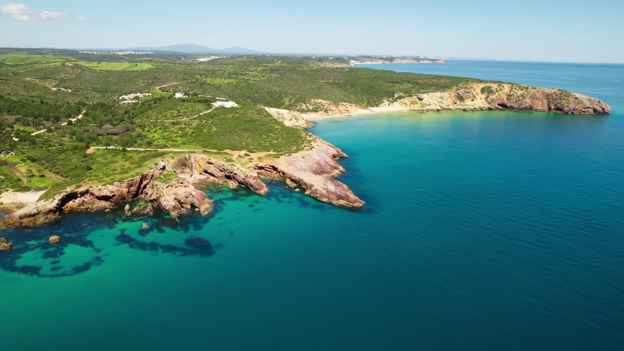 Panorama Of Seascape And Verdant Hills In Summer. - aerial shot