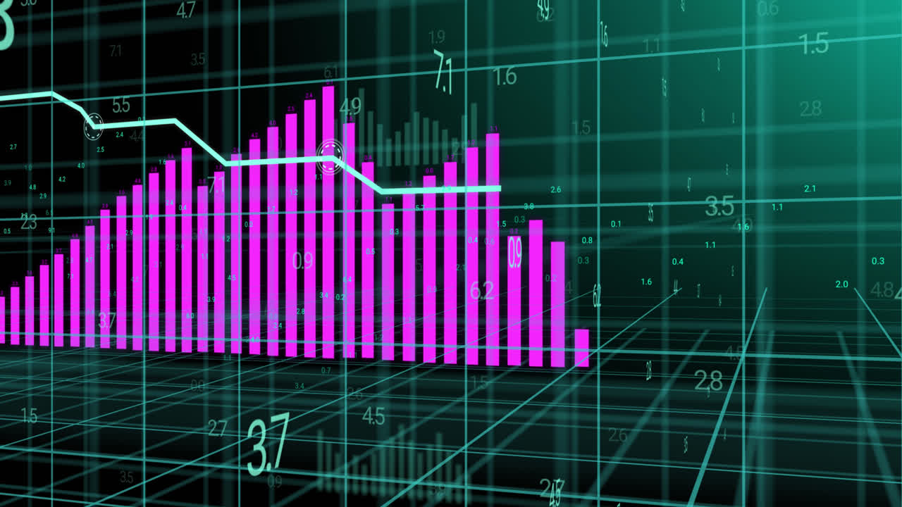 animación de gráfico rosa y procesamiento de datos en cuadrícula 3d