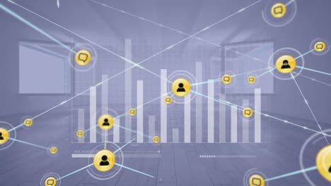 Animation-of-network-of-connections-with-icons-over-financial-data-processing