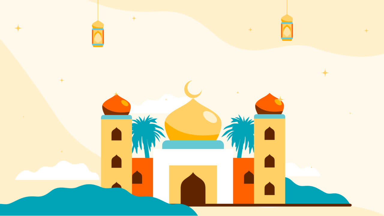 gráfico de movimiento de plantilla de bandera horizontal plana para la celebración del año nuevo islámico