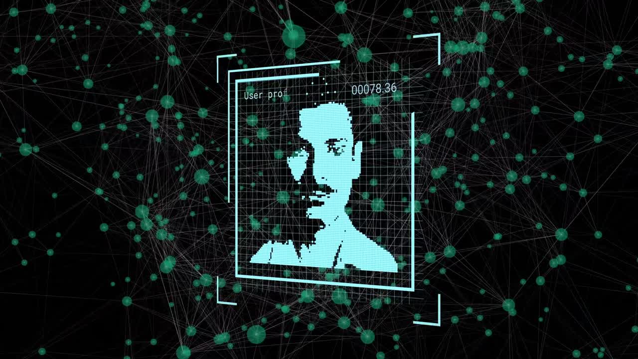 animación del procesamiento de datos sobre los iconos de las personas