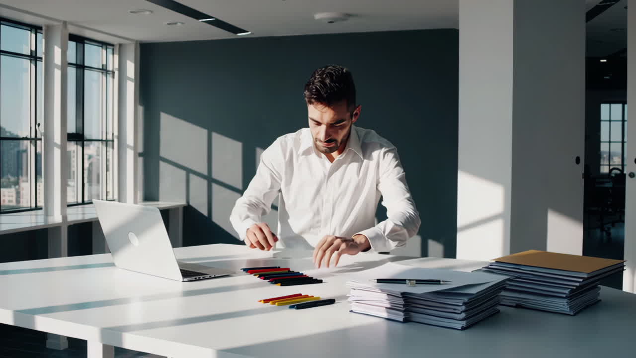 Man working at a modern office desk