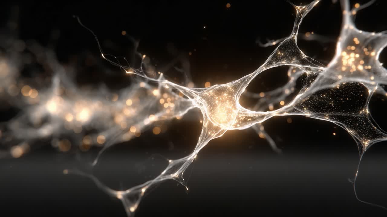 Eine faszinierende Erkundung neuronaler Verbindungen und synaptischer Aktivität, die leuchtende Strukturen zeigt, welche die komplexen Bahnen des Nervensystems darstellen.