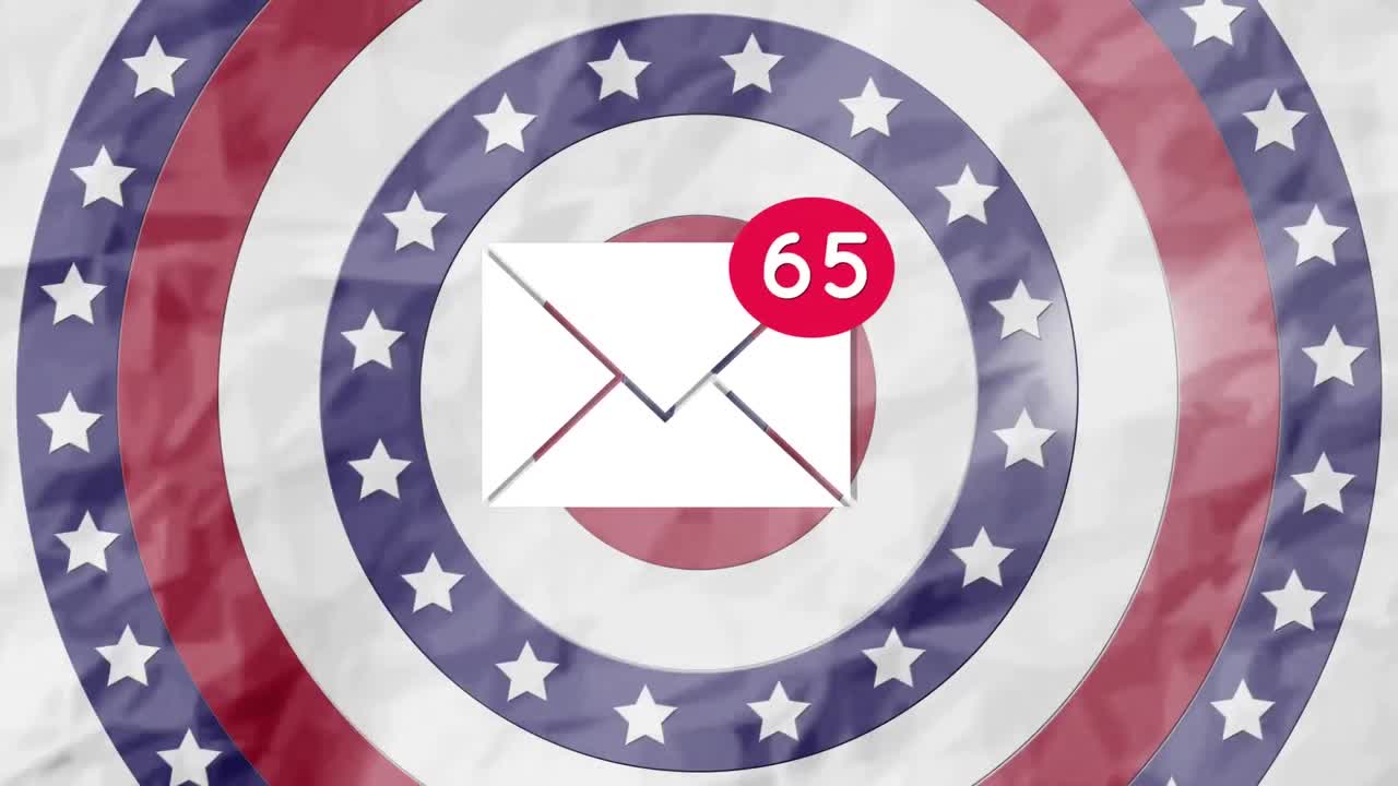 icono de mensaje con números crecientes sobre estrellas en círculos giratorios contra papel desmenuzado