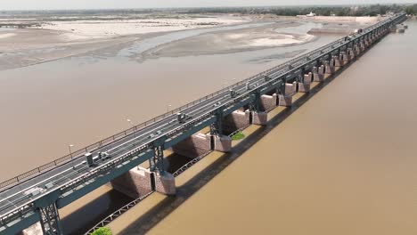 Aerial-View-Of-Punjnad-Barrage-Dam-Structure