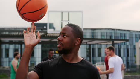 basketball player playing with basketball in court 4k