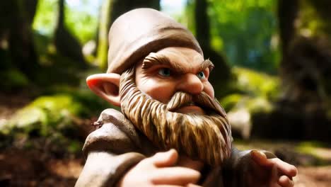 angry gnome in a forest