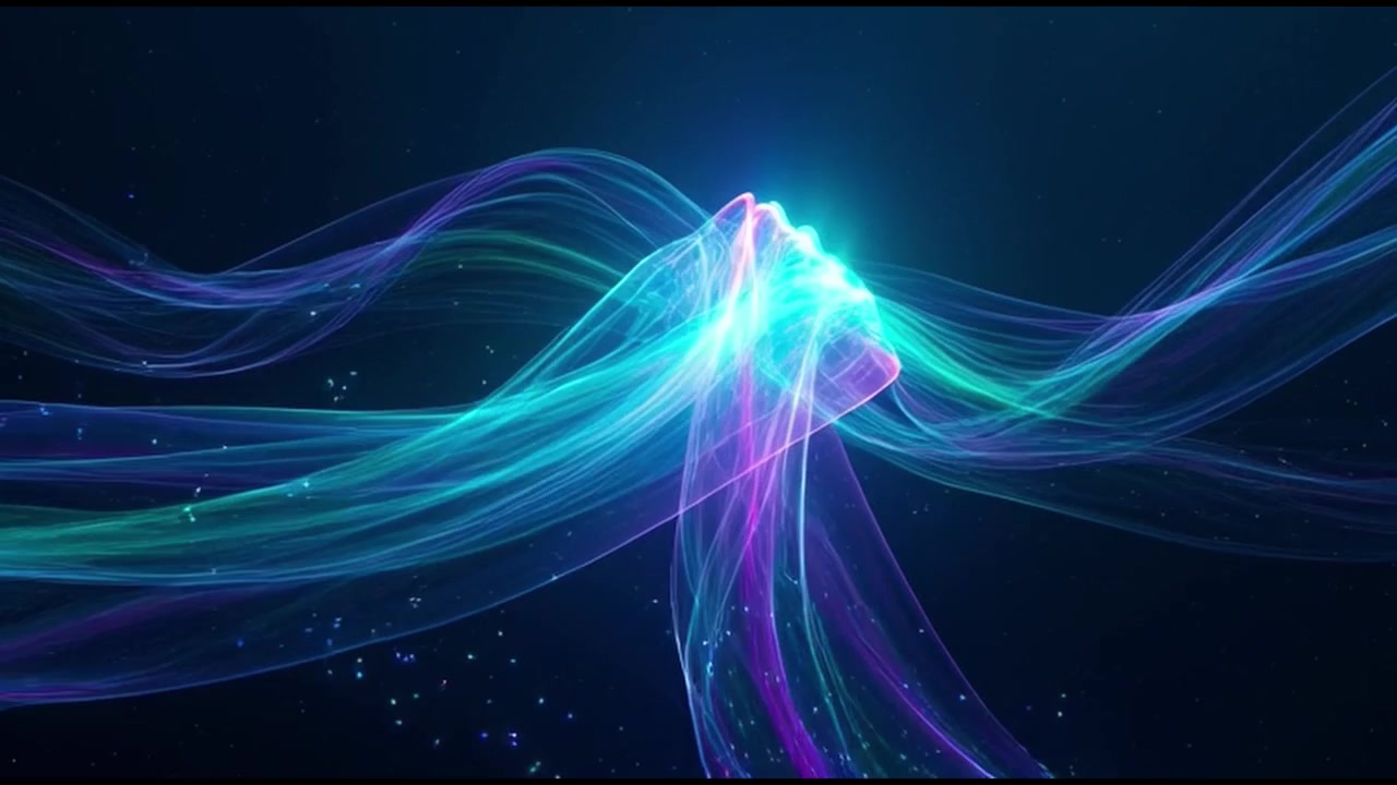 Abstract Motion Background with Glowing Neon Light Waves