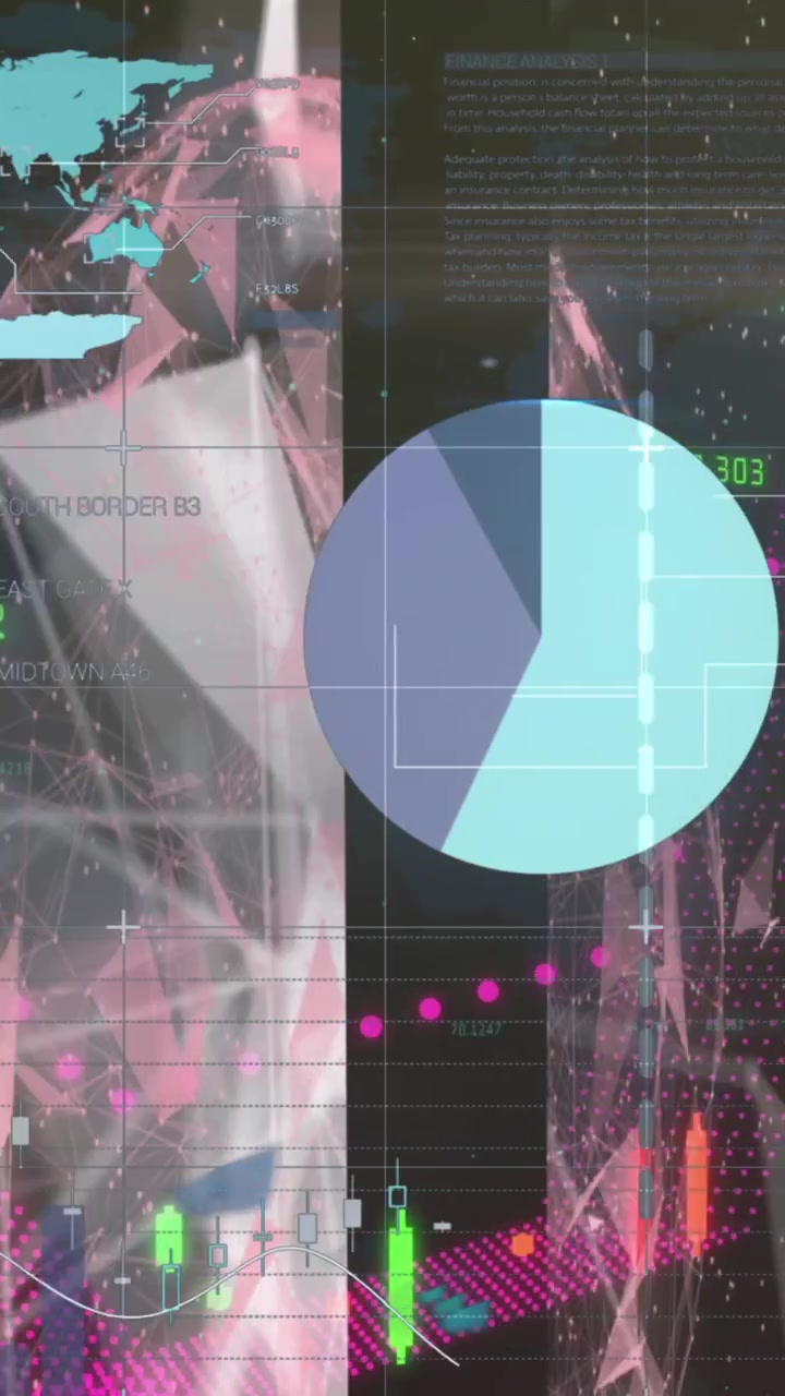 Animation of data processing over globe on black background