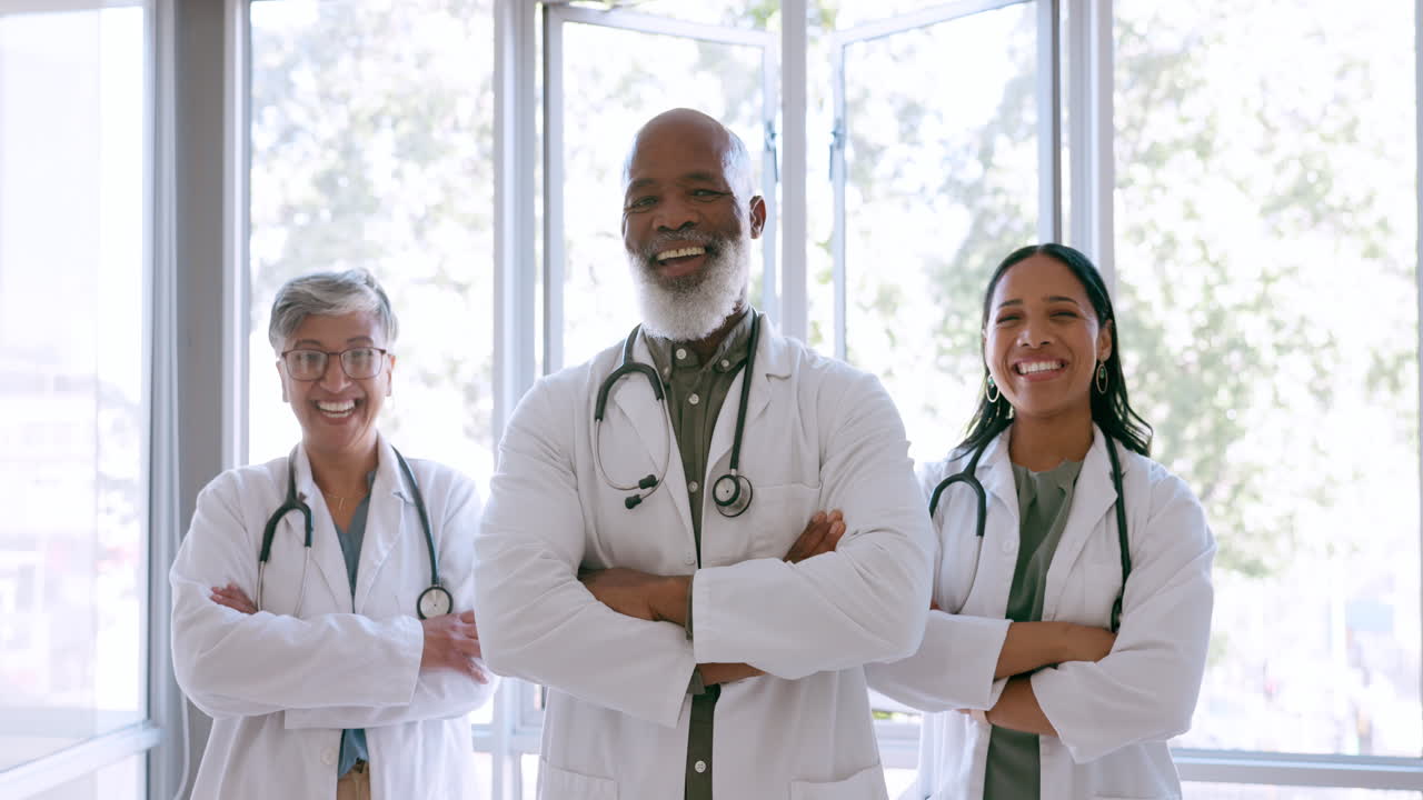 Healthcare, collaboration and portrait with a team