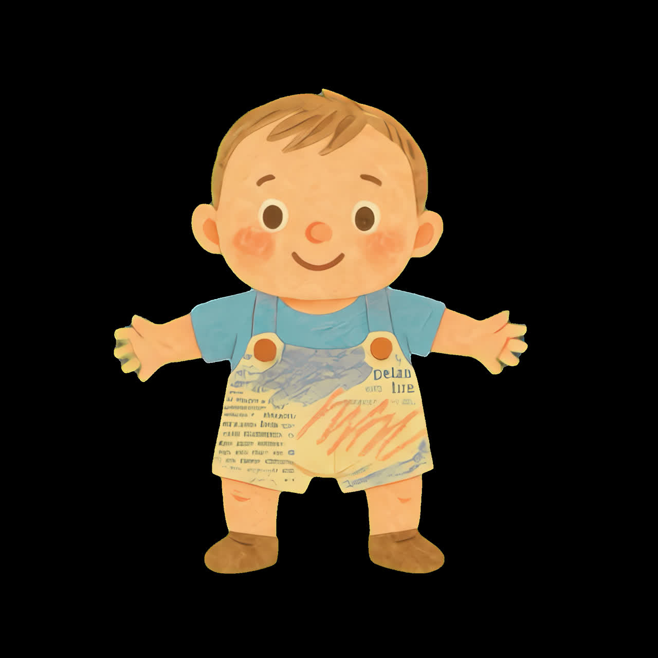Cute illustrated baby character animation isolated asset, transparent 4K video, alpha channel