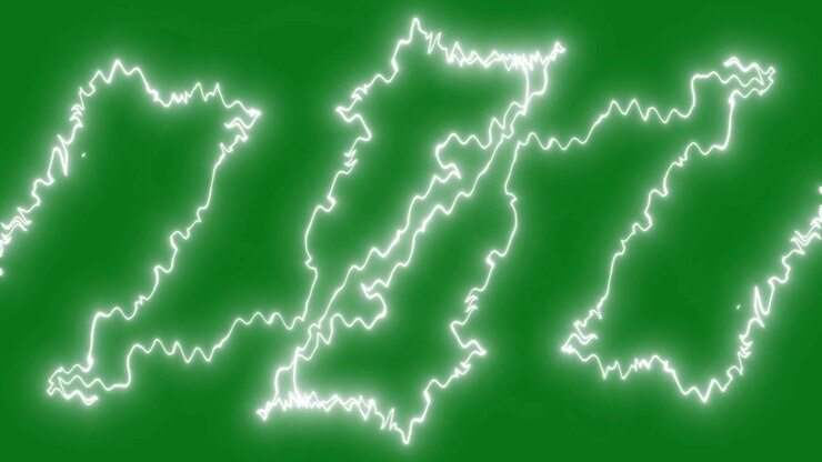 Animated White Lightning Bolts on Green Screen Background