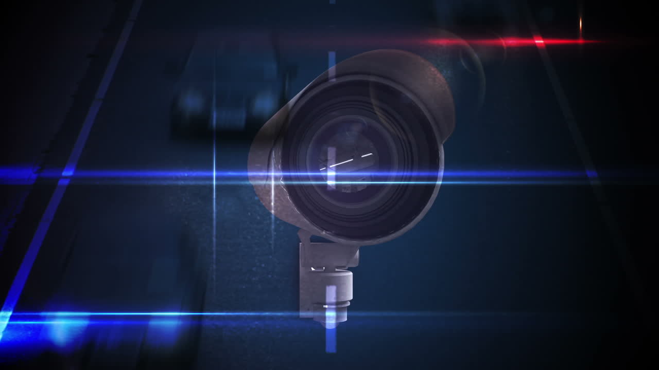 cámaras de cctv sobre una carretera concurrida