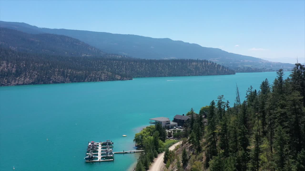 Nature's Canvas: Overhead Perspective of Kalamalka Lake in Summer