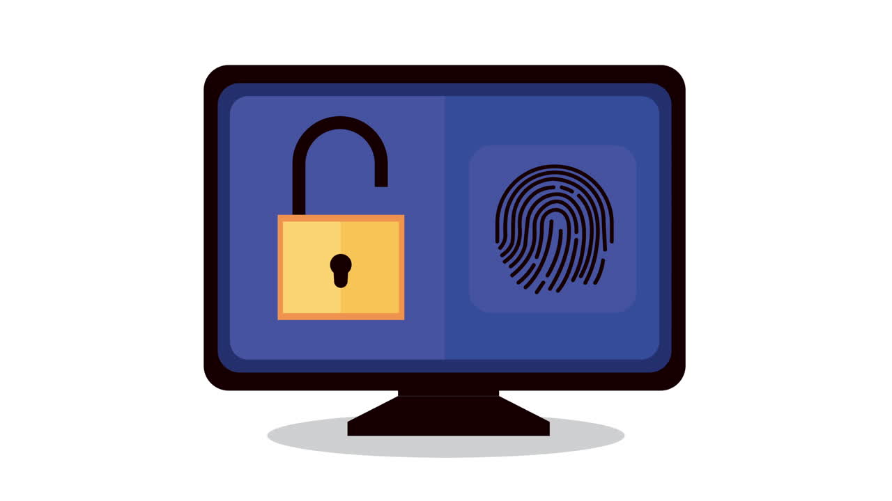 desktop with padlock tech animation