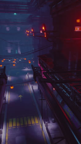 la calle de la ciudad cyberpunk por la noche